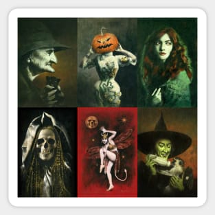 Halloween Characters Square Design Sticker